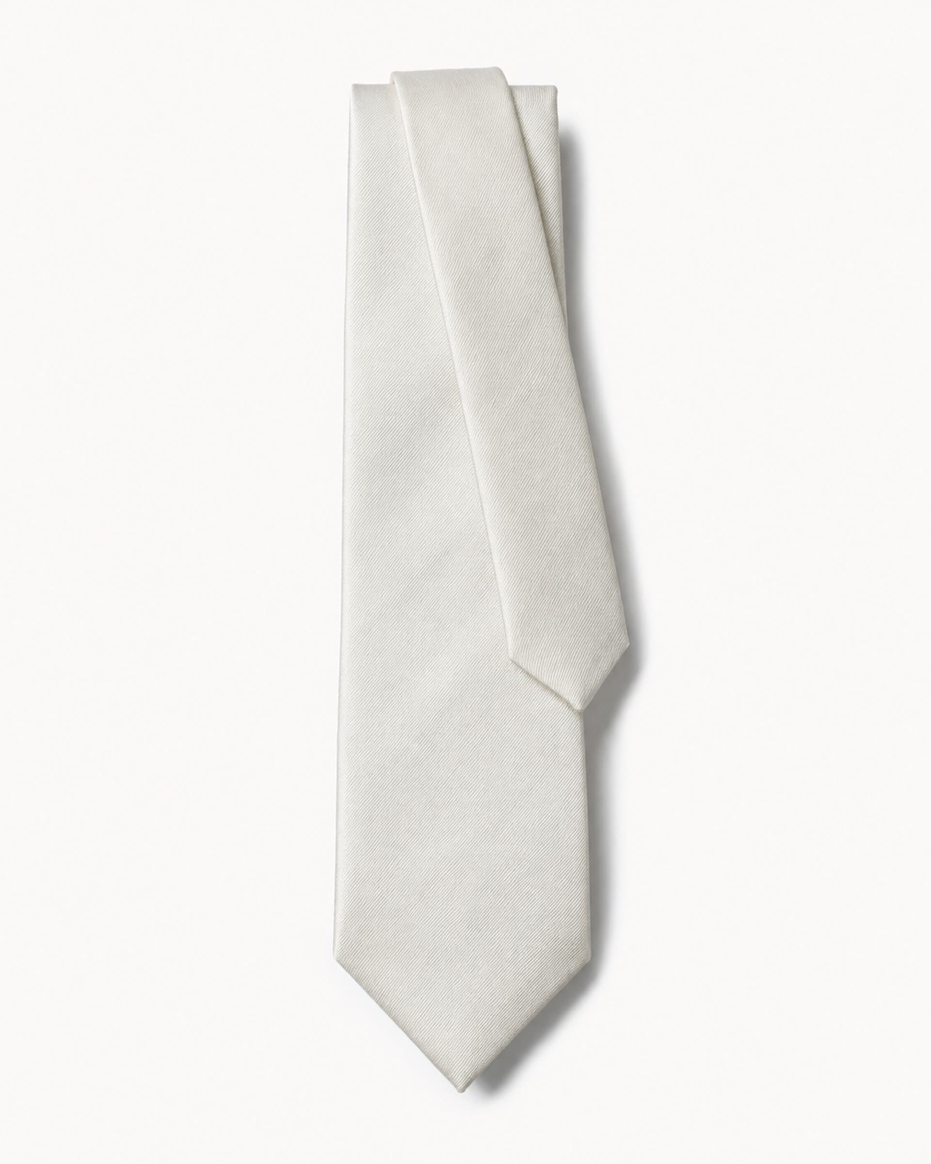 Gravata Larga Seda Off White