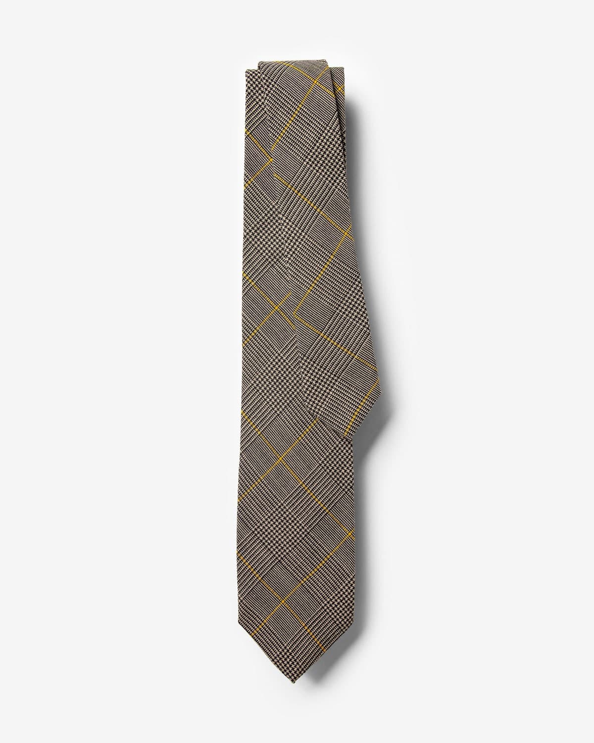 Gravata Slim Lã Fria Príncipe de Gales Preto