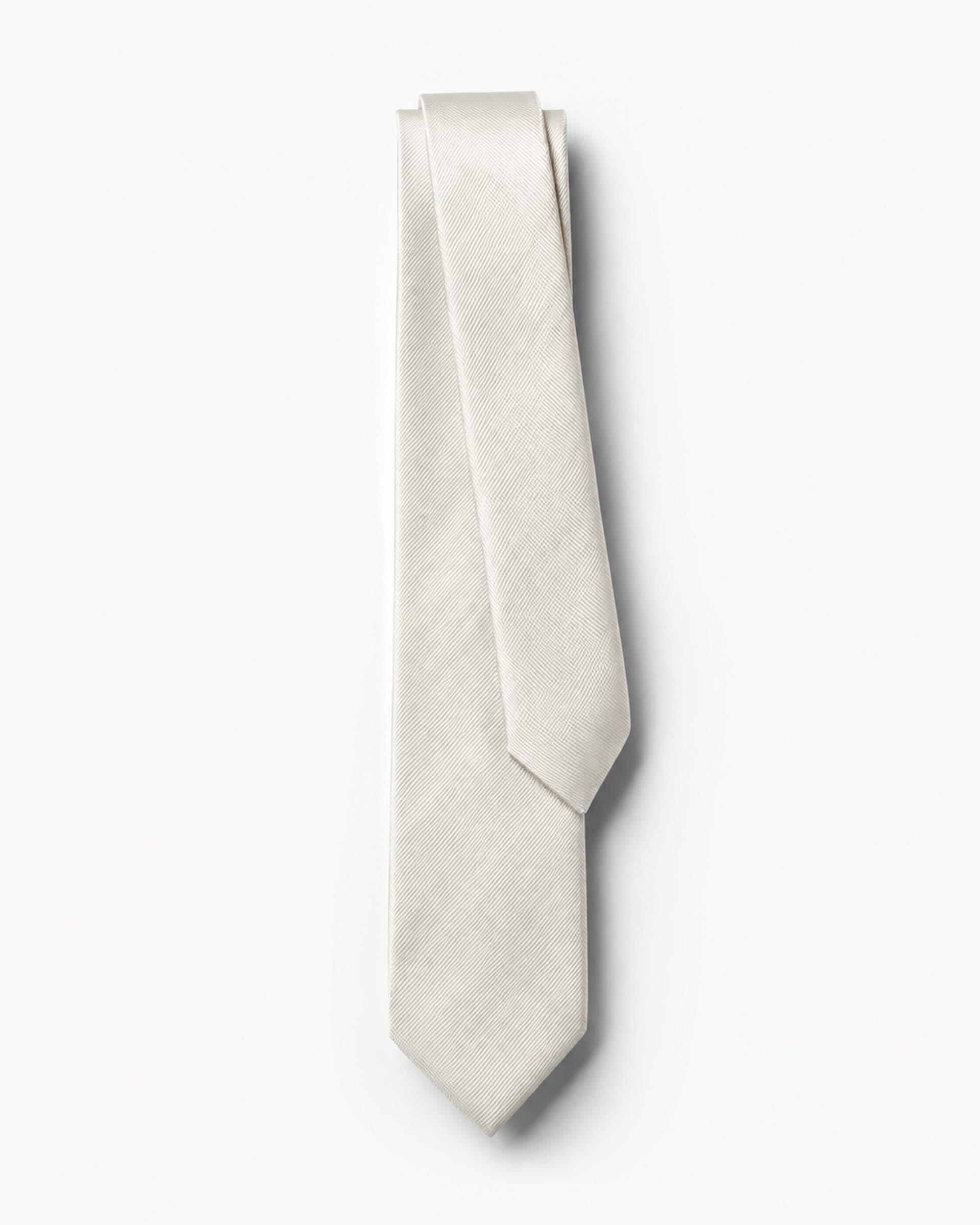Gravata Slim Seda Off White