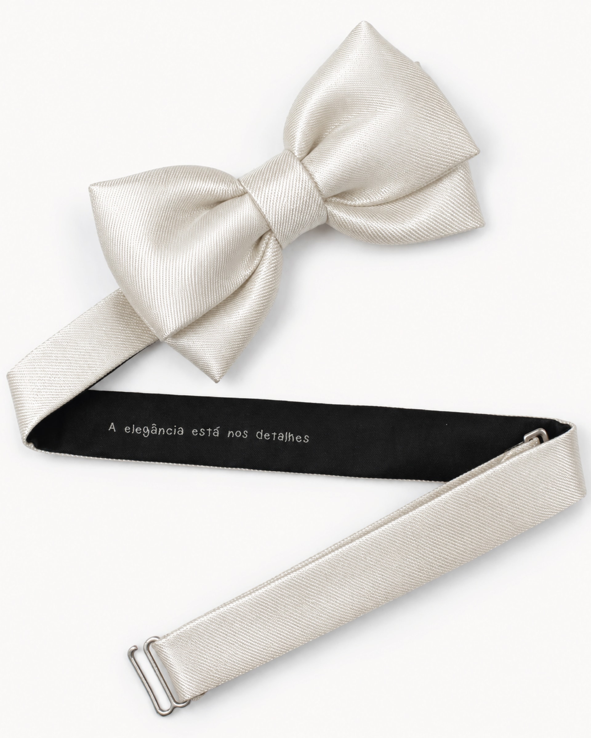 Gravata Borboleta Seda Off White