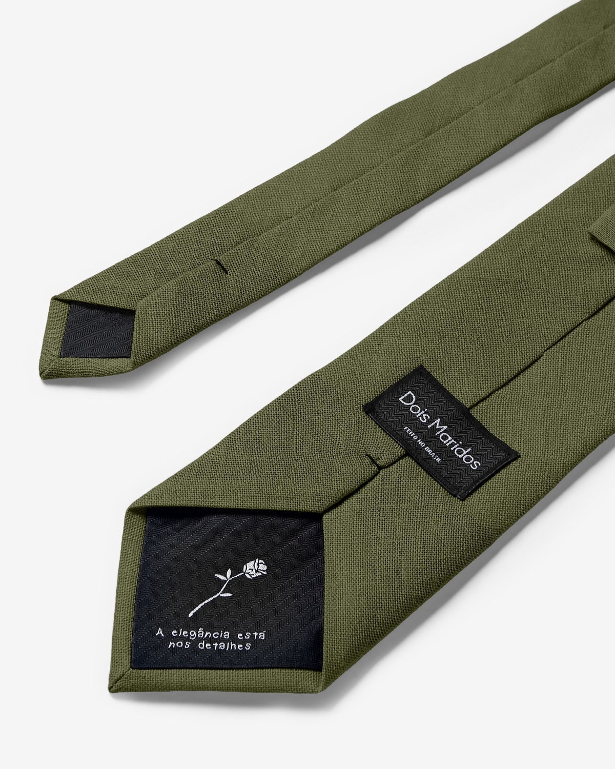 Gravata Larga Linho Verde Oliva