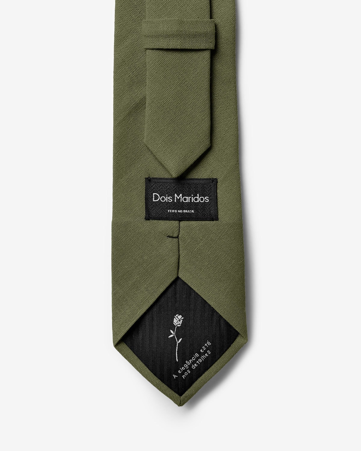 Gravata Larga Linho Verde Oliva