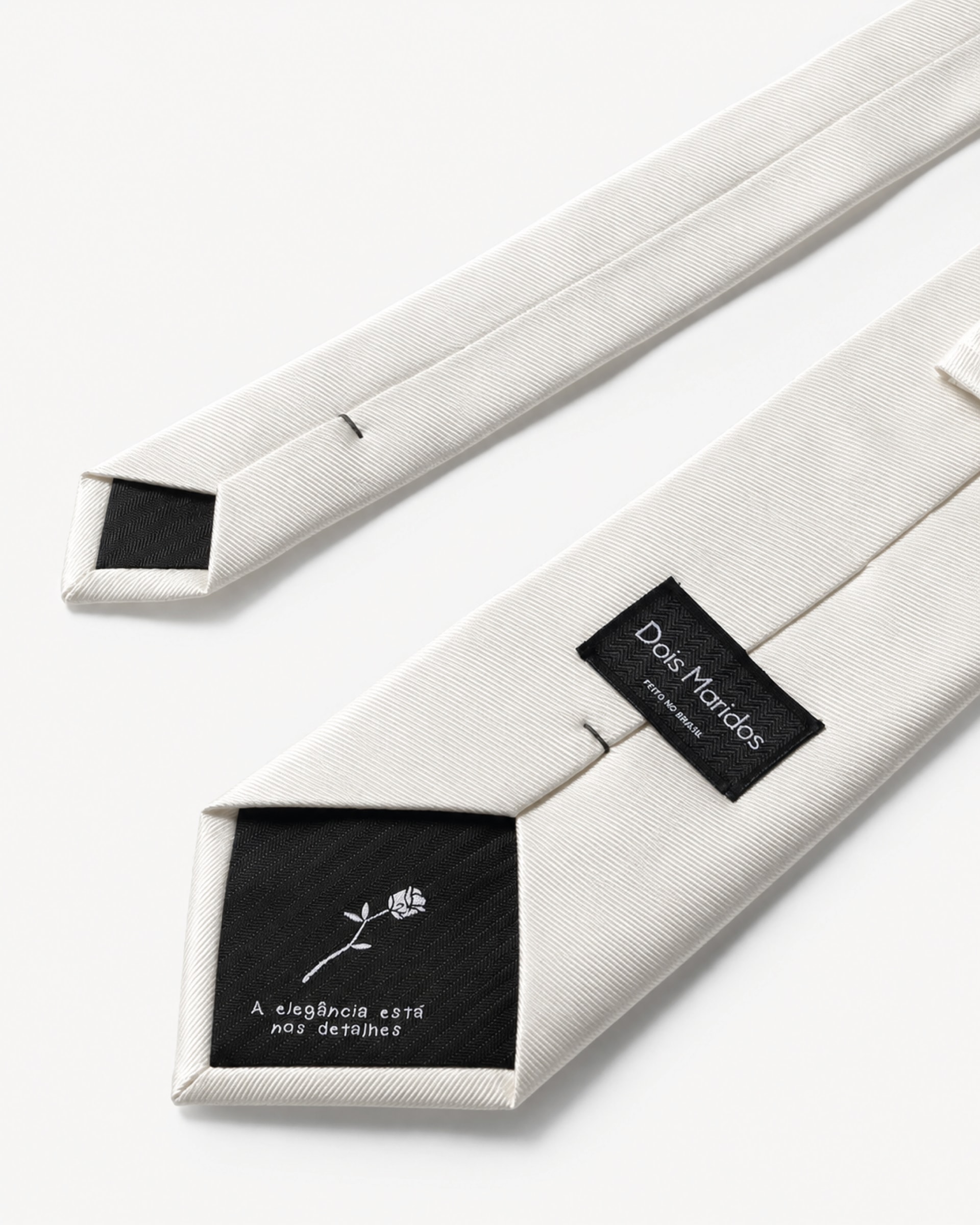 Gravata Larga Seda Off White