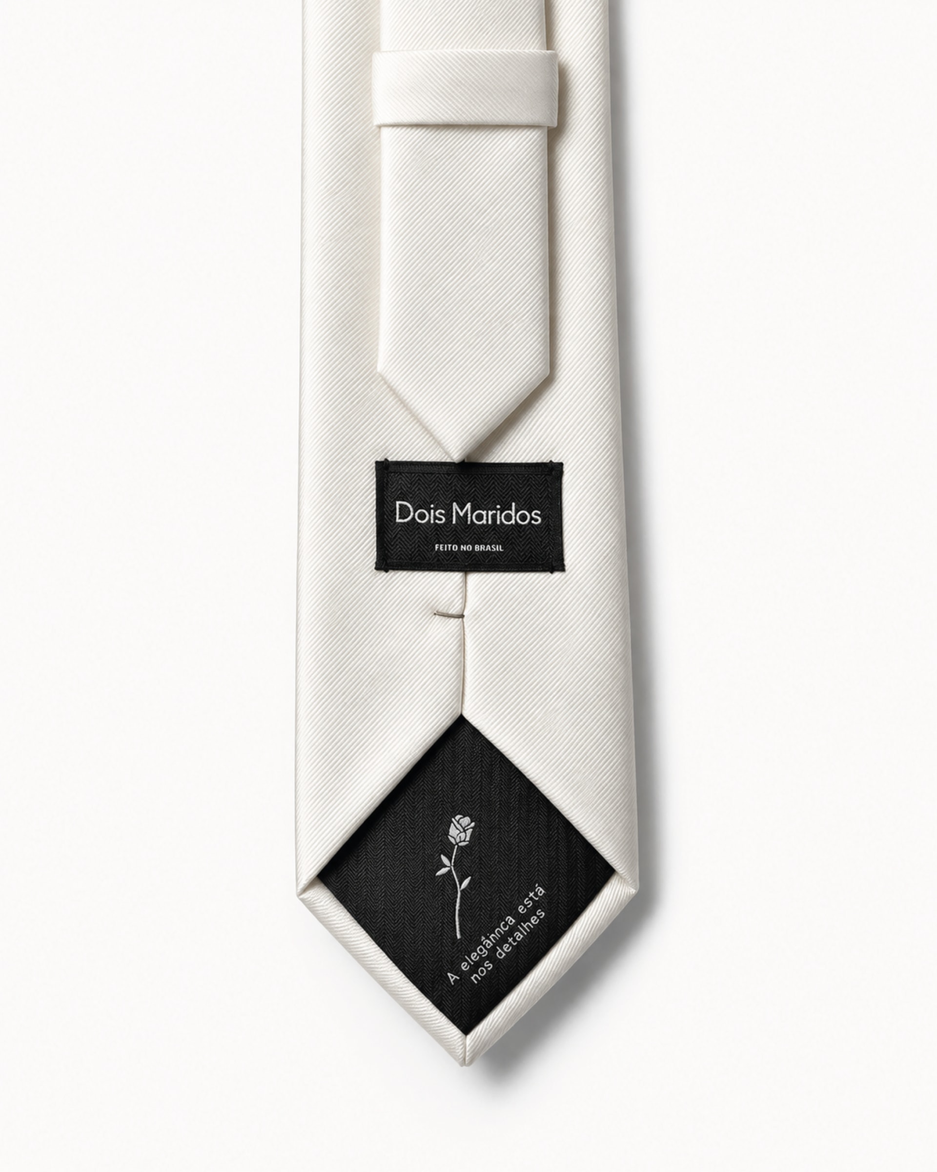 Gravata Larga Seda Off White